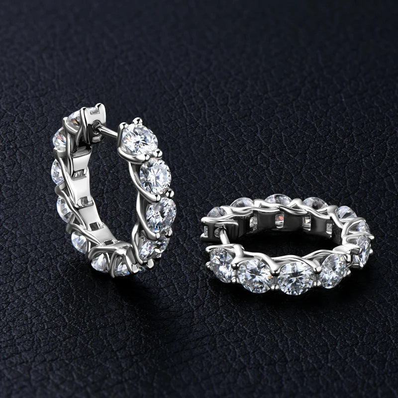 Lnngy Round Cut 4mm 0.3ct Moissanite Earring 925 Sterling Silver Hoop Earrings For Women zilveren oorbellen 925 zilver Jewelry