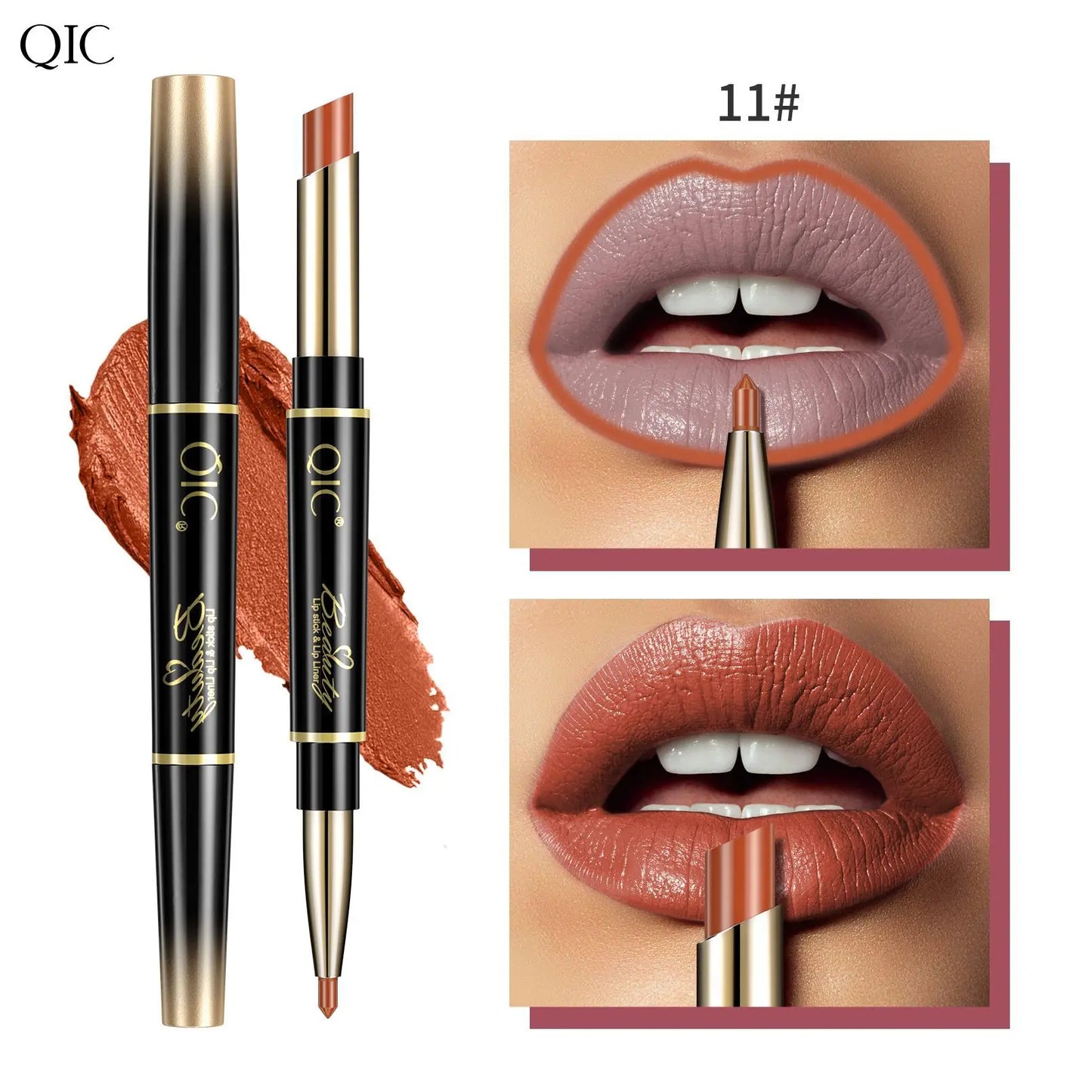 2 IN 1 Lip Liner Waterproof Nude Matte Lipstick Pencil Sexy Red Long Lasting Double Ended Lipliner Makeup Cosmetics For Women