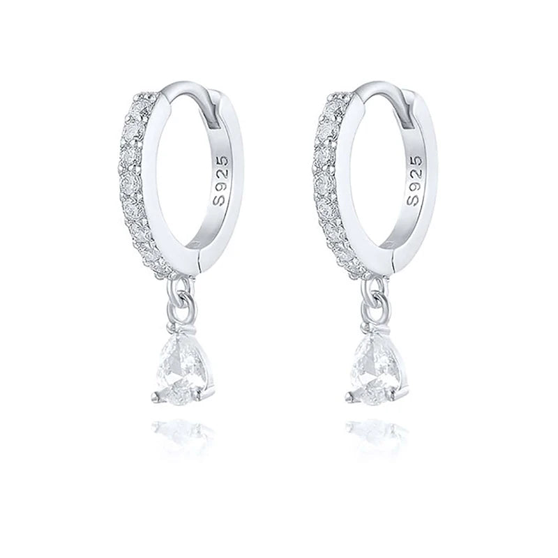 GRA 18K Gold Zircon Water Droplets Hoop Earrings for Women Real 925 Sterling Silver Original High Quality Party Fine Jewelry