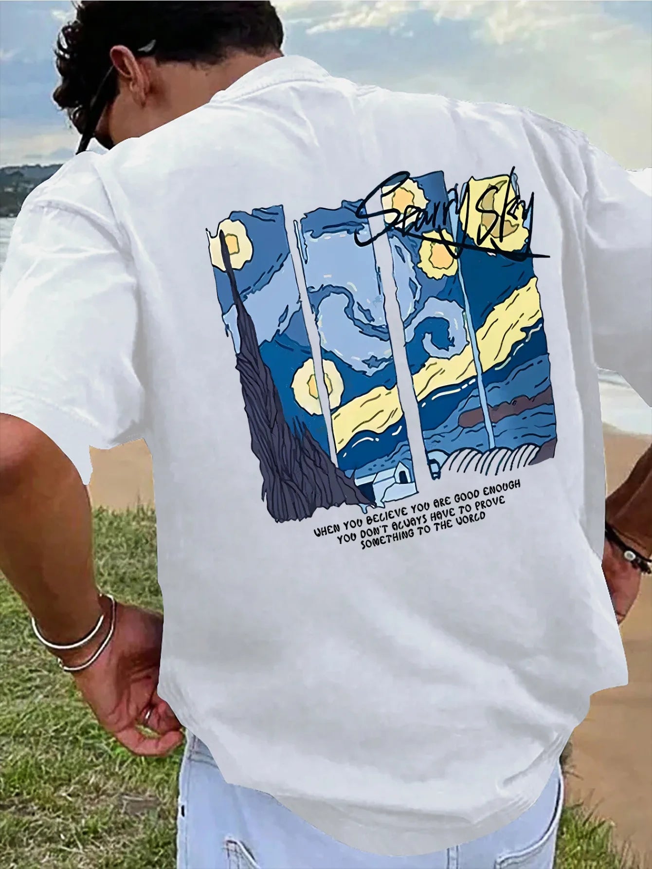 Men’s Summer 100% Cotton Casual T-Shirt Oil Painting Print | Loose Fit | Breathable Comfort