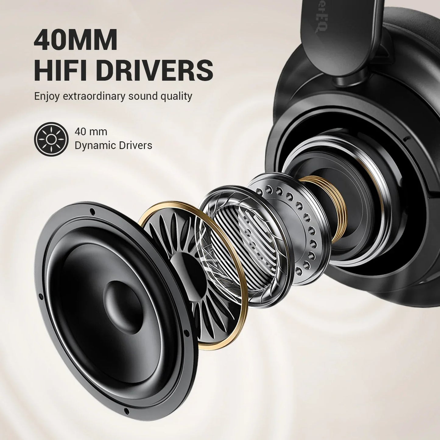 Oneodio SuperEQ V16 Wireless Headphones Bluetooth 5.3 Over Ear Headset With Mic Bass/Pop Mode Hi-Res Foldable Headphones 90H