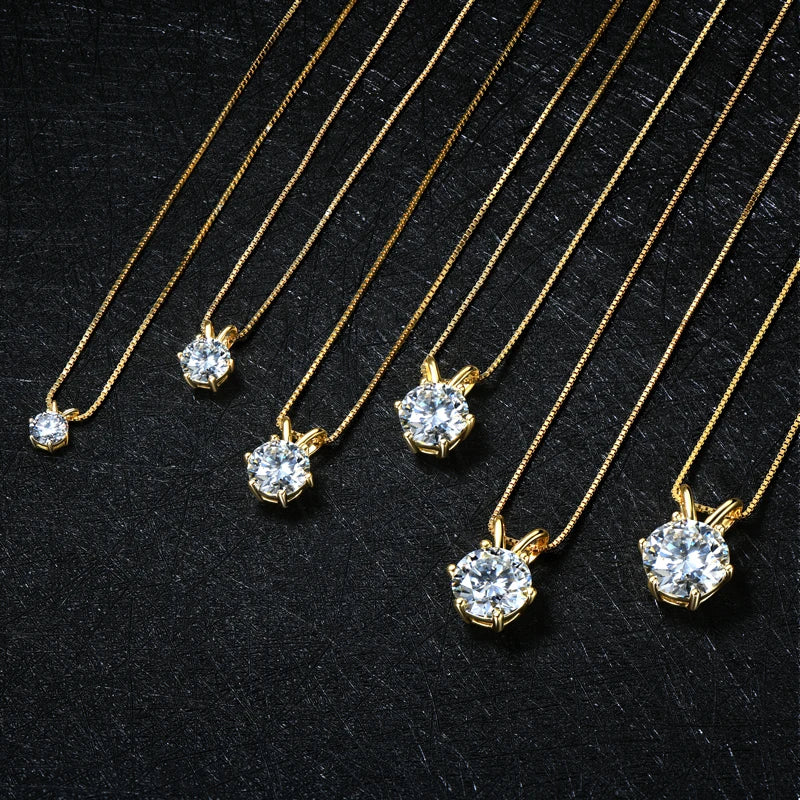 RAPRGOLD GRA Certified 0.5-5ct Moissanite Pendant Necklaces 925 Sterling Silver Solitaire Necklace Chain For Women Jewellry Gift