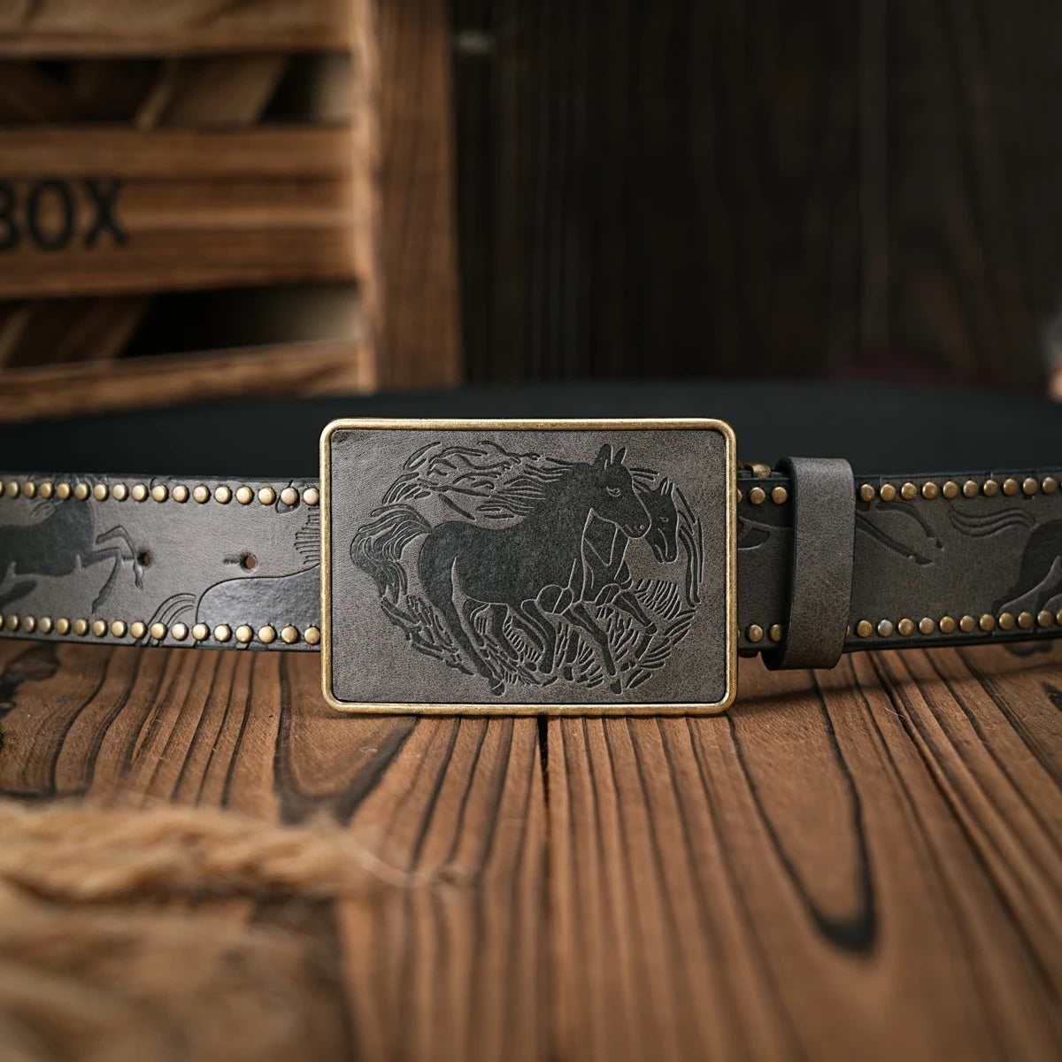 Men & Women - Western Denim - pu Leather - Belt - Vintage Patch animal print buckle riveted Belt Jeans