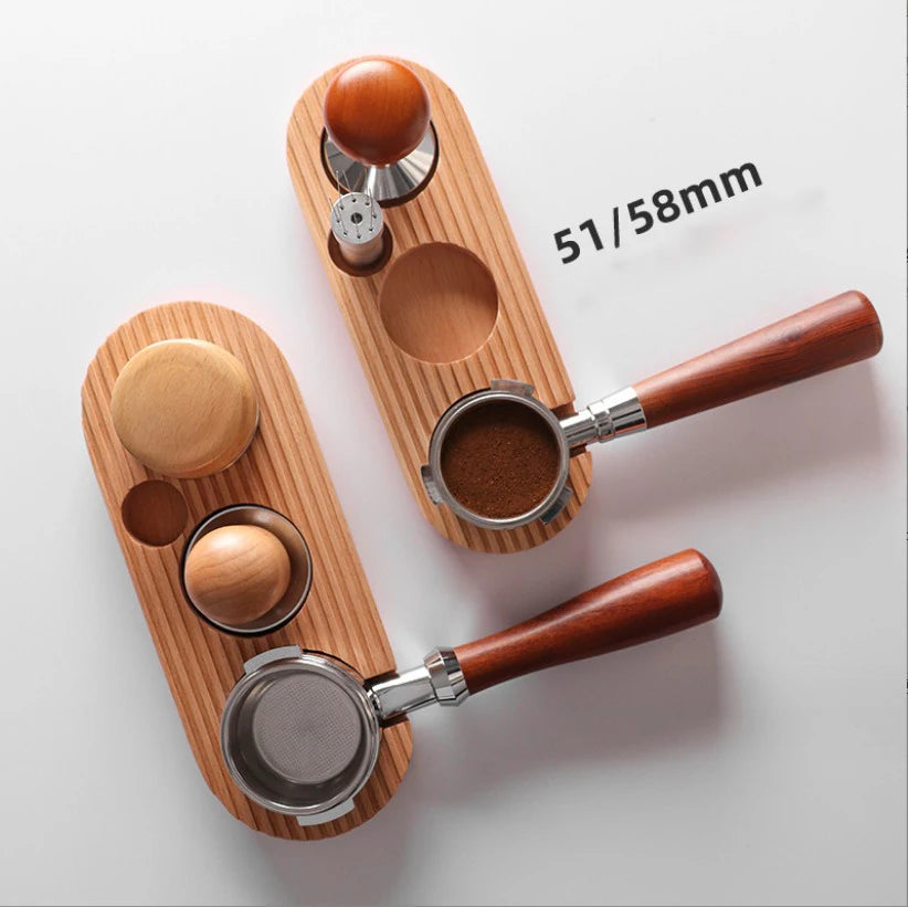 51/54/58MM Coffee Press Base Coffee Machine Handle Wooden Filling Seat Press Powder Seat Pad Cloth Powder Storage Base