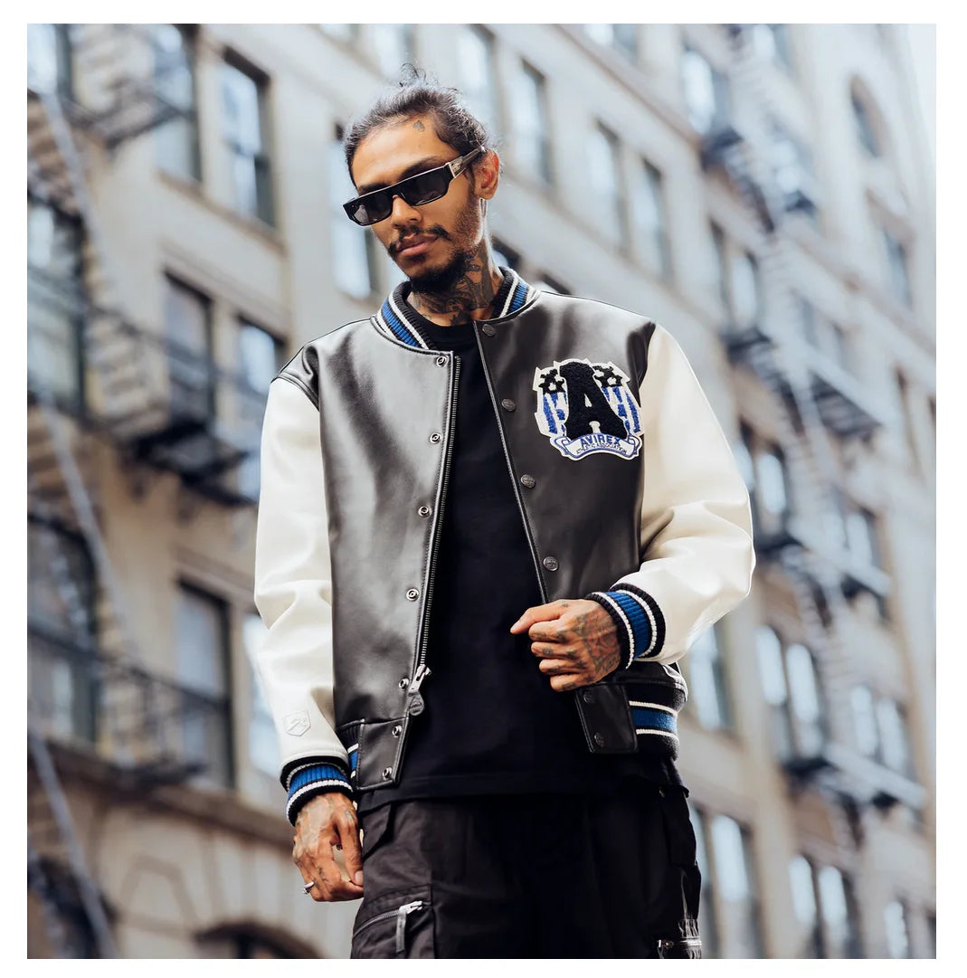 USA Size Varsity Jackets 100% European Lambskin Fashion Casual Baseball Jersey Chenille Embroidered Patch Genuine Leather coat