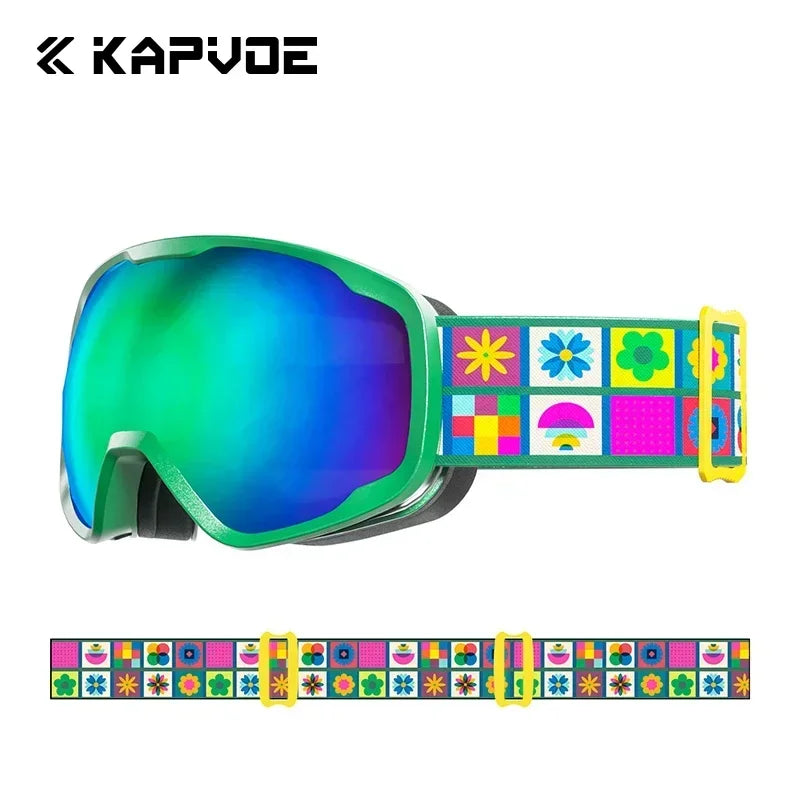 Kapvoe Kids Snow Goggles Skiing Sunglasses Professional Anti-fog Child Snowboard Goggles Double UV400 Kids Mask Glasses