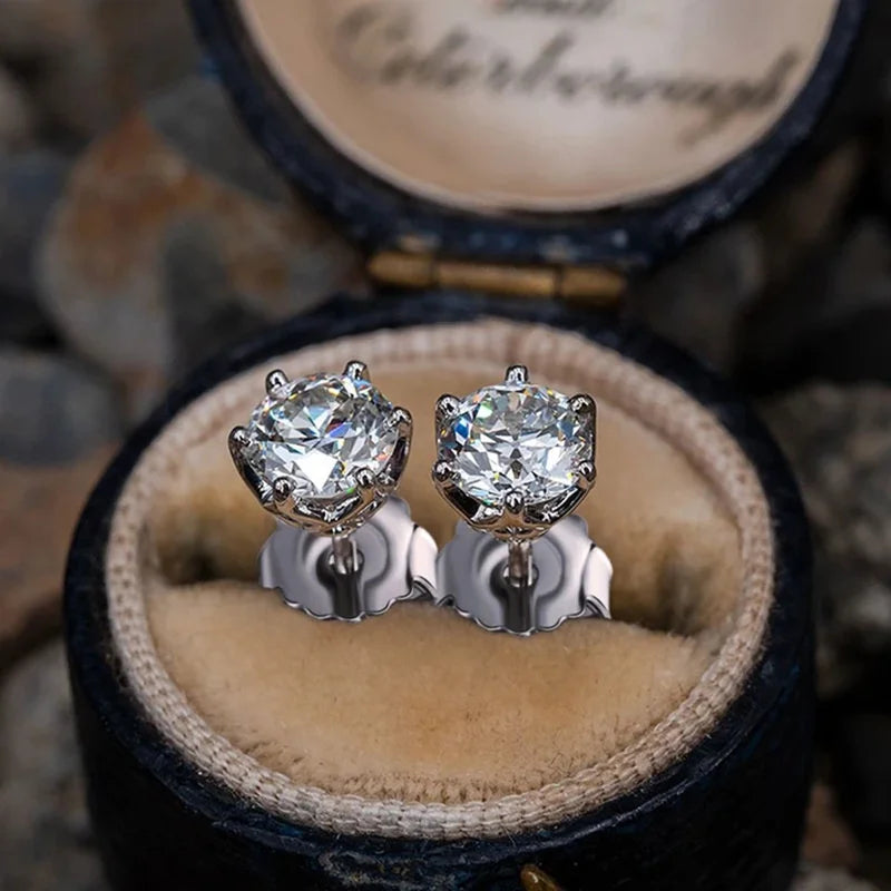 JoyceJelly 1/2/4CT VVS D Color Moissanite Russian Cut 8H8A Lab Diamond Stud Earrings For Women S925 Sterling Silver Fine Jewelry