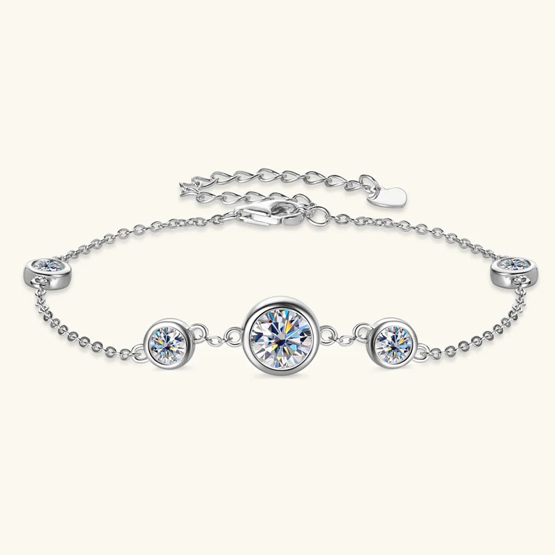 Anizw 2024 New 18k Gold Plated Bracelet 925 Silver Chain 2mm D Color Bezel Moissanite Bracelets Fashion Women's Jewelry Gifts