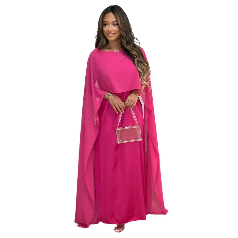 Women Dress Long Dresses Solid Round Neck Full Sleeve Casual Regular Loose Fit Elegant Splice High Waist Vestidos