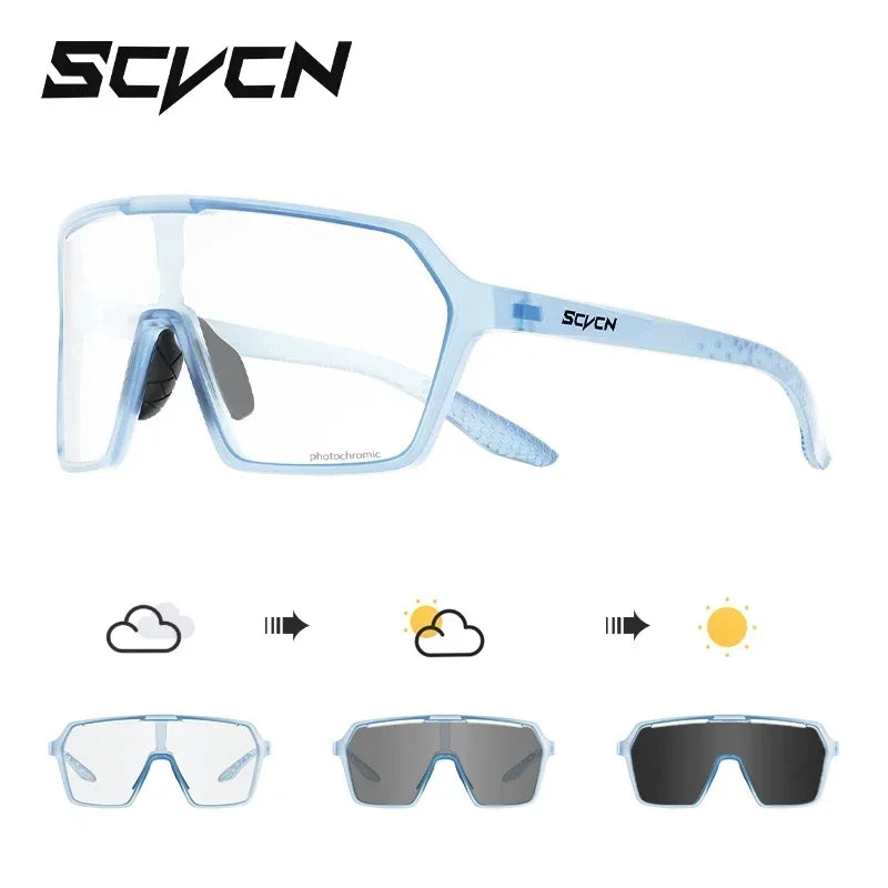 SCVCN Photochromic Sunglasses for Men Cycling Glasses UV400n Women Driving Glasses MTB Road Bike Sport Eyewear Running
