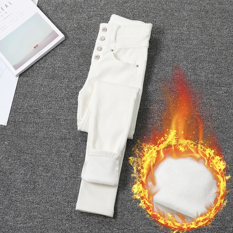 High Waist Pencil Jeans Women's Casual Skinny White Denim Pants New Korean Big Size 34 Stretch Vaqueros Leggings Kot Pantolon