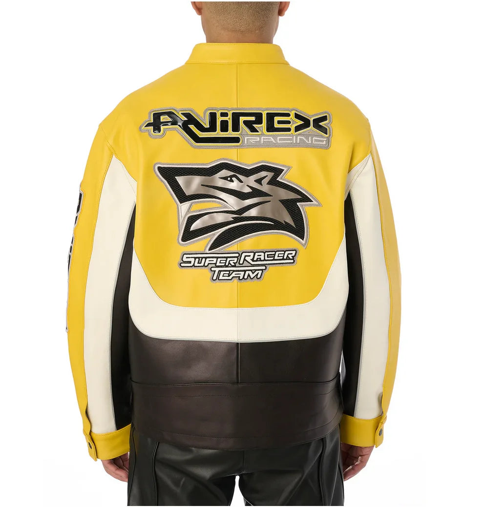AVIREX new LONE WOLF RACER JACKET men's European lambskin motorcycle racing suit riding suit fashion casual leather jacket coat