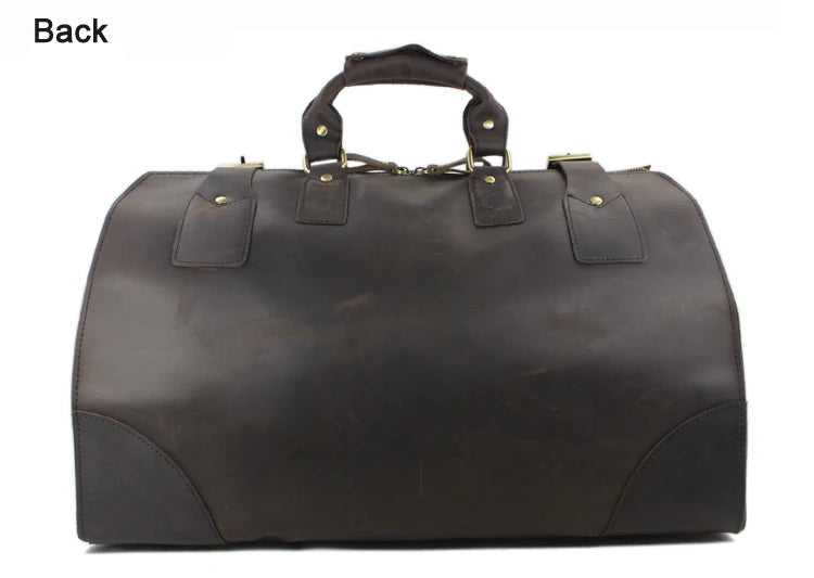 MUNUKI Vintage Crazy Horse Genuine Leather Travel bag Large Luggage bag men Leather duffle bag Large Weekend Bag Tote Big