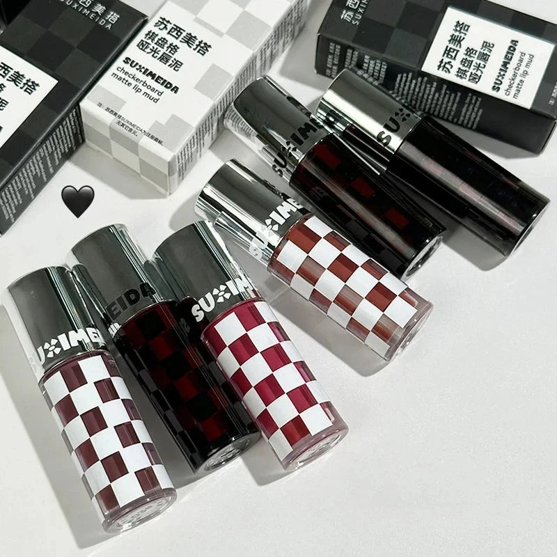 Punk Dark Red Lip Gloss Waterproof Lasting Matte Lipstick Smoky Nude Purple Matte Lipstick Natural Chocolates Lip Tint Makeup