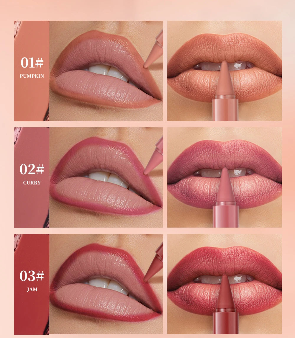 Twist Up Lip Liner Lipstick Pen Multipurpose Powder Blusher Velvet Matte Waterproof Lip Contour Non Stick Cup Lip Rouge Makeup