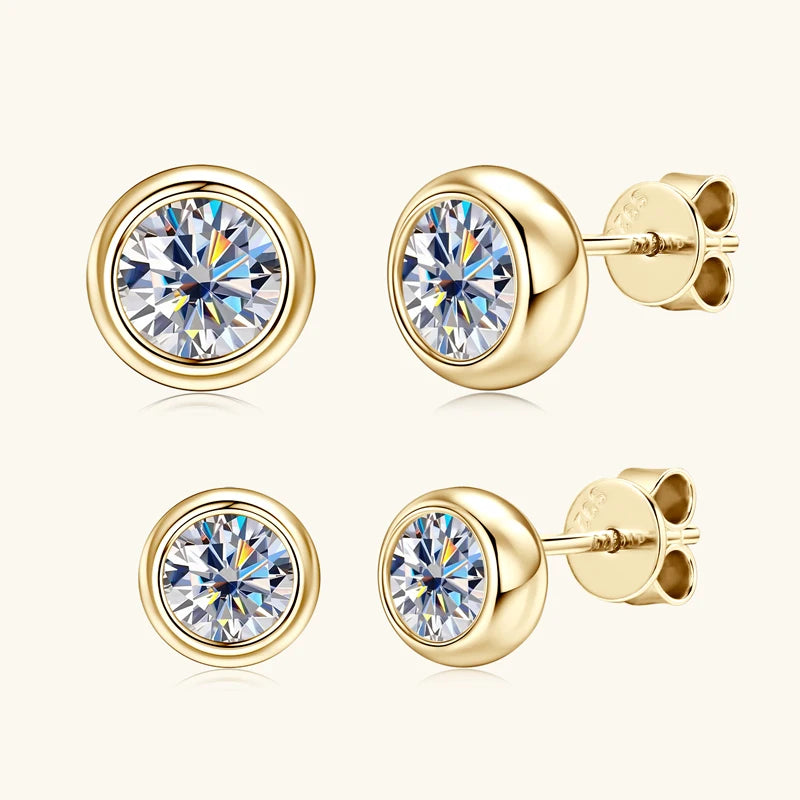 Lnngy GRA Certified 5mm/6.5mm Moissanite Earring 925 Sterling Silver Round Bubble Stud Earrings for Women Daily Jewelry Gift