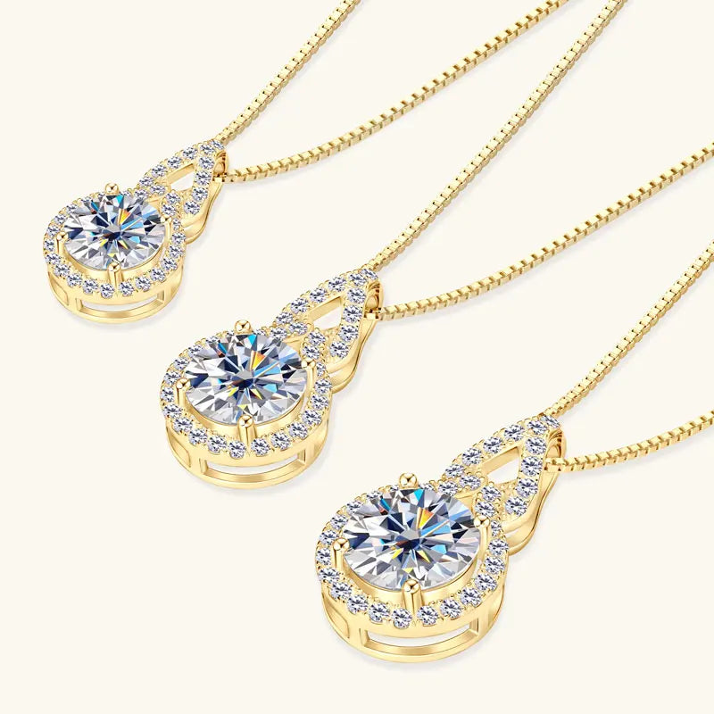 Lnngy Test GRA Passed 1ct/2ct/3ct Moissanite Necklace 925 Sterling Silver Gourd Shaped Pendant Necklaces For Women 2025 Jewelry