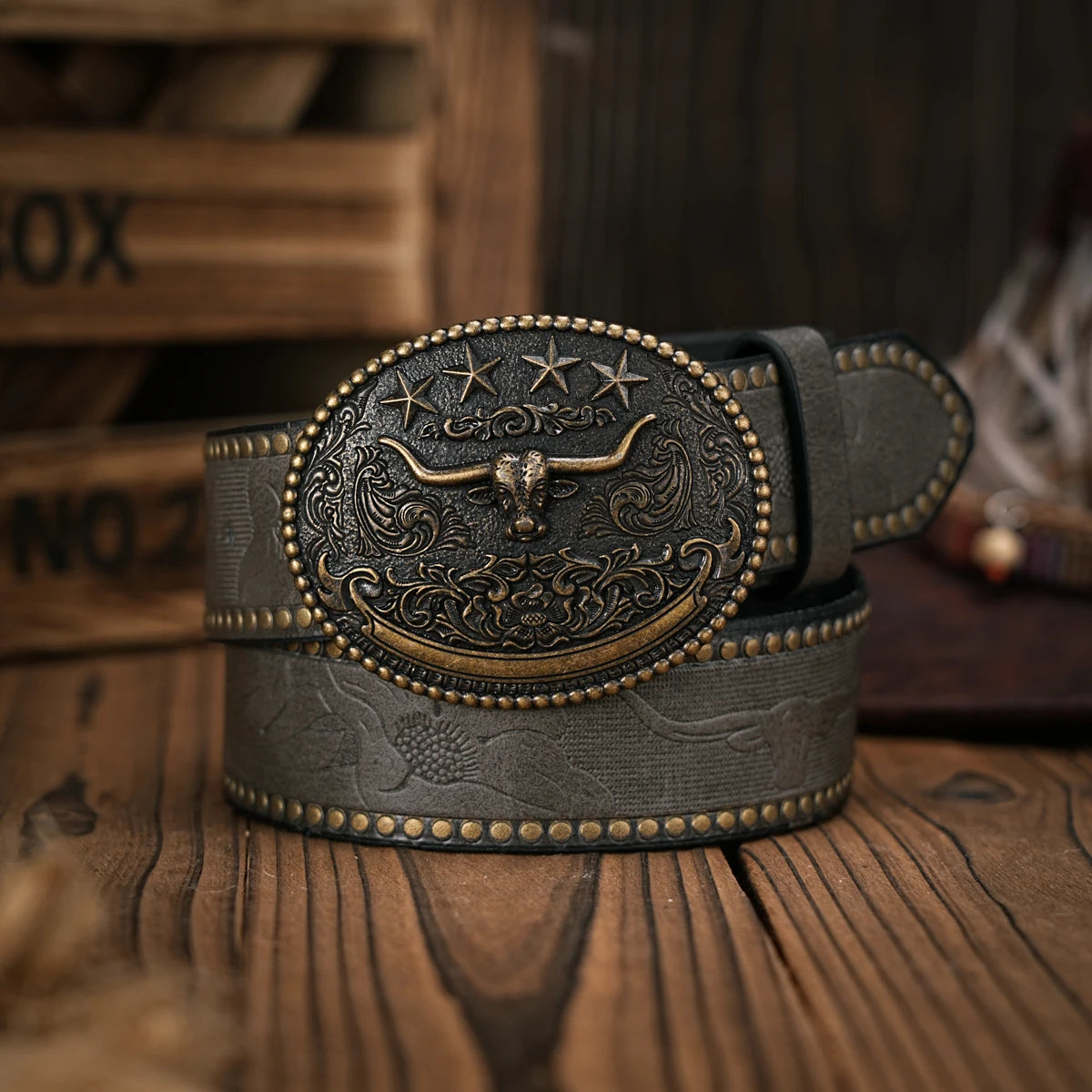 Men & Women-Western-Cowboy-PU Leather-Belts - Vintage Belt Floral Engraved Buckle Belt for Jeans