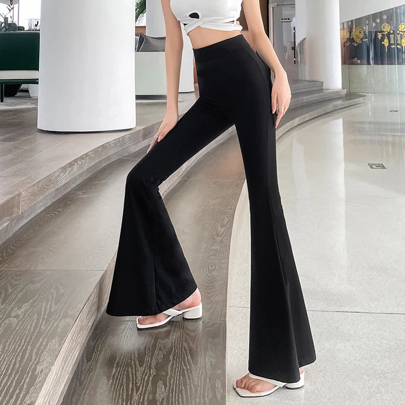 Bla Slimming High Waist Wide Leg Pants Women's Summer Thin Extended Tall Micro Flared Casual Drapey Commute Sle Trousers