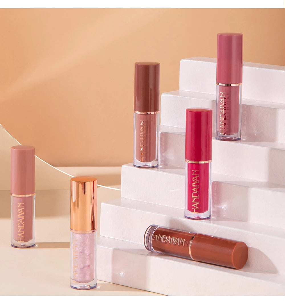 HANDAIYAN 12-Color Velvet Matte Lip Gloss Set - Liquid Lipstick Gift Box Set, Non-Sticky Lip Gloss