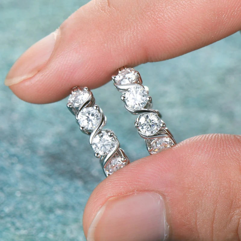 Lnngy 4.8CTTW. Sparkling Round Cut Moissanite Earring For Couples Lovers' Temperament Sparkling Wedding Earrings Jewerly Gift