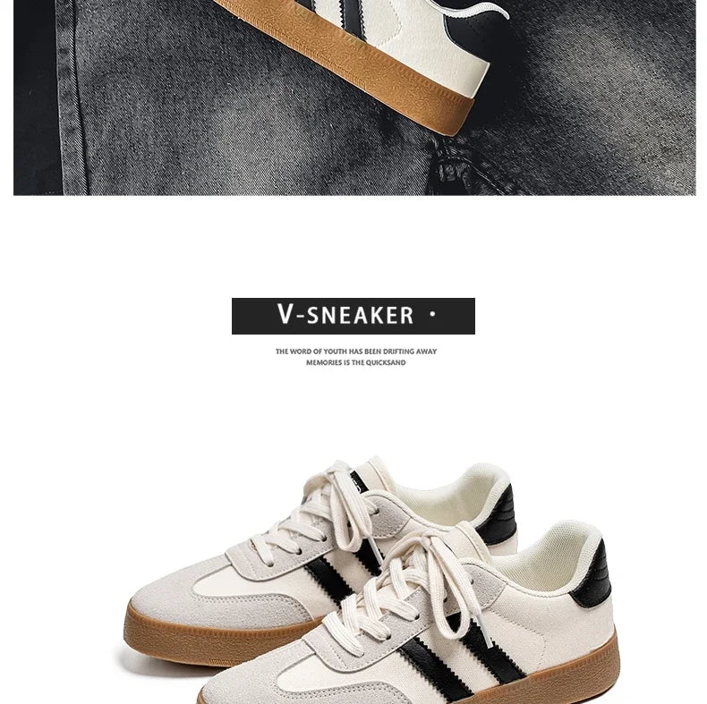 Men's Casual Retro German Training Shoes Lace-up Lightweight Comfortable Sports Flat Shoes Men Skateboard Running Shoes