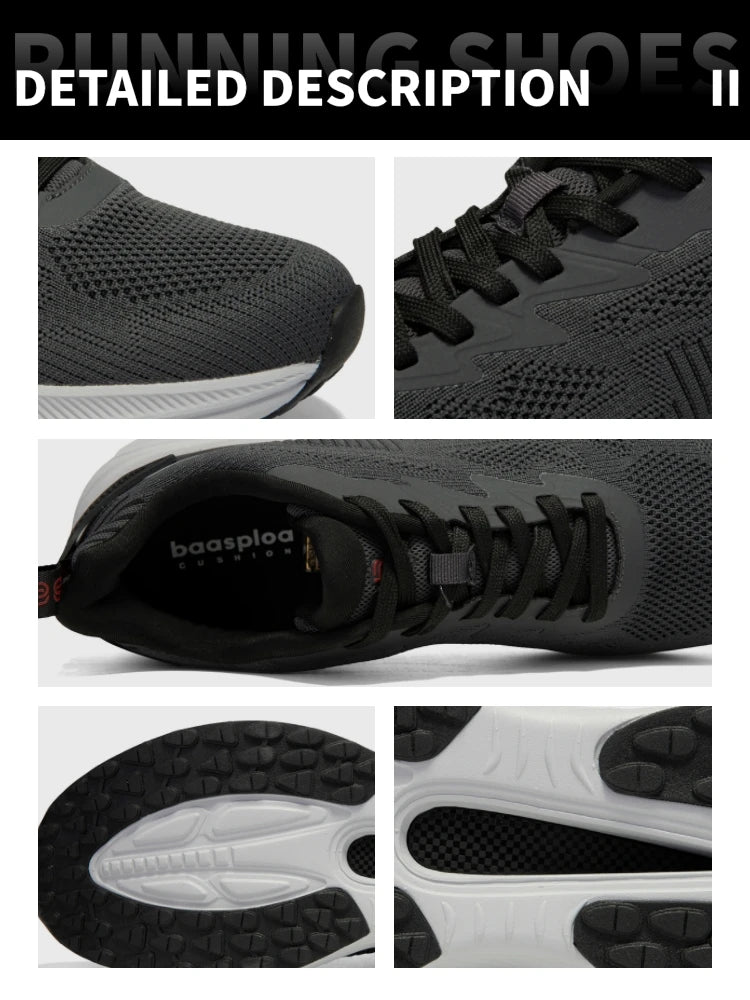 Baasploa Men Running Shoes 2025 Fashion Outdoor Lightweight Non-slip Sneakers Male Mesh Breathable Sports Shoes Wear Resistant