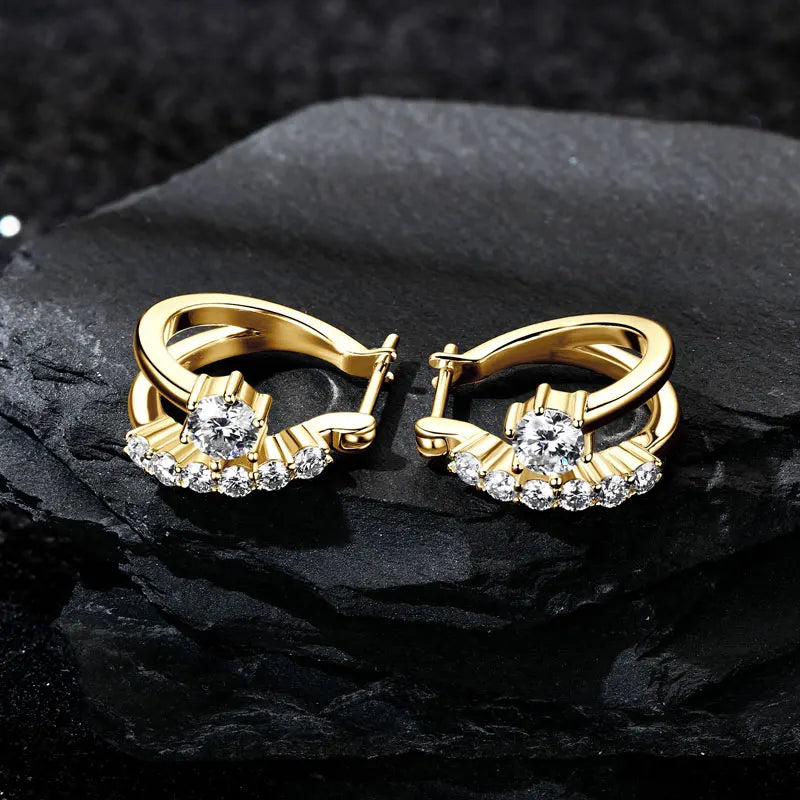 Lnngy Sparkling 4MM&2MM Moissanite Earring Original 925 Sterling Silver Hoop Earrings For Women Girls Korean INS Jewelry Gifts