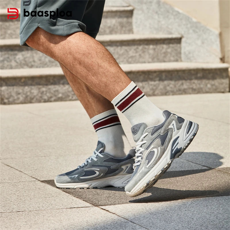 Baaslpoa New Men's Running Shoes Casual Mesh Fabric Breathable Non-Slip Walking Shoes Male Outdoor Basketball Sports Shoes