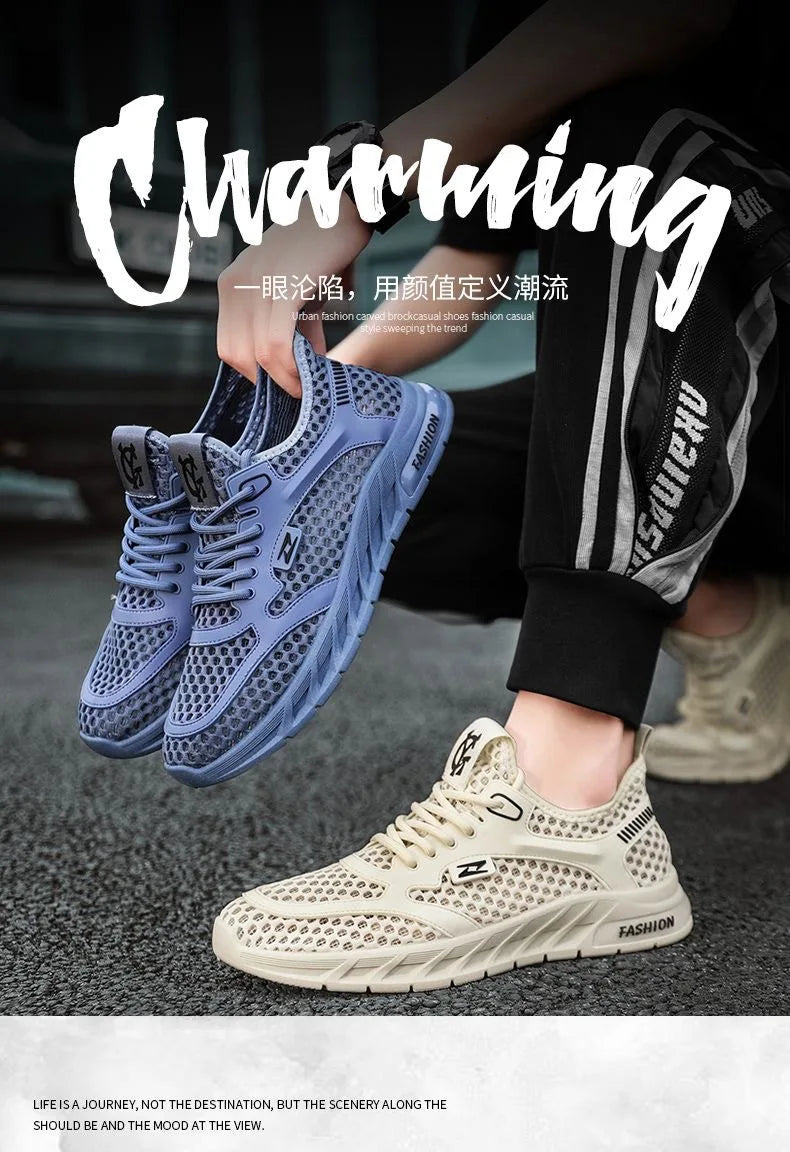 Men's Mesh Sneakers 2024 Summer Mesh Sports Breathable Casual Shoes Comfortable Men's Tennis Shoes Lightweight Running Shoes