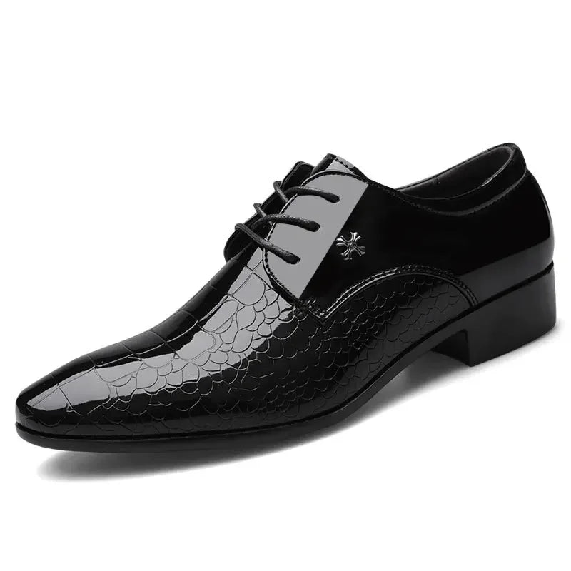 Men PU Leather Pointed Toe Slip-On Dress Shoes – Formal Oxford Style, Large Sizes