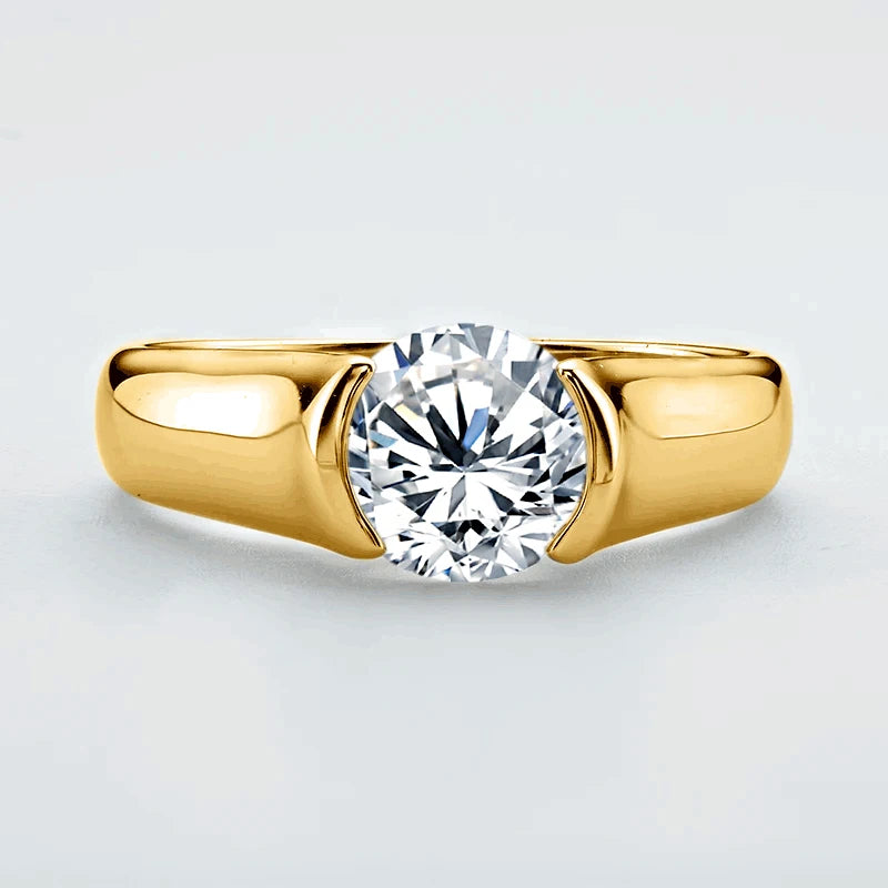 IOGOU 18K Gold Plated Engagement Rings 8mm 2.0carat D Color VVS1 Moissanite Diamond Rings for Women Men 100% Silver 925 Jewelry