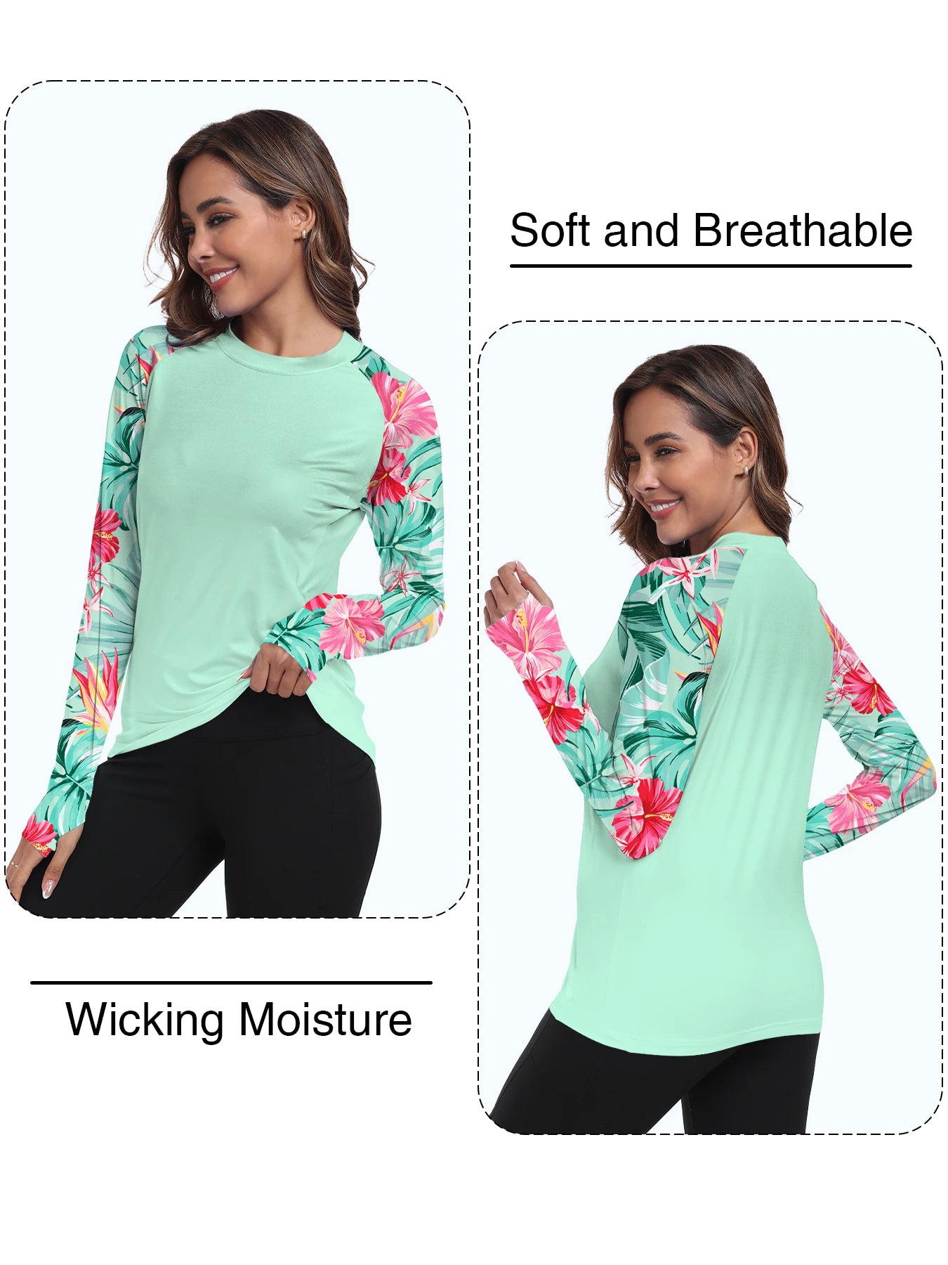 Women's UPF 50+ Sun Shirts Long Sleeve UV Protection Rash Guard Lightweight Quick Dry SPF Hiking Tops Outdoor