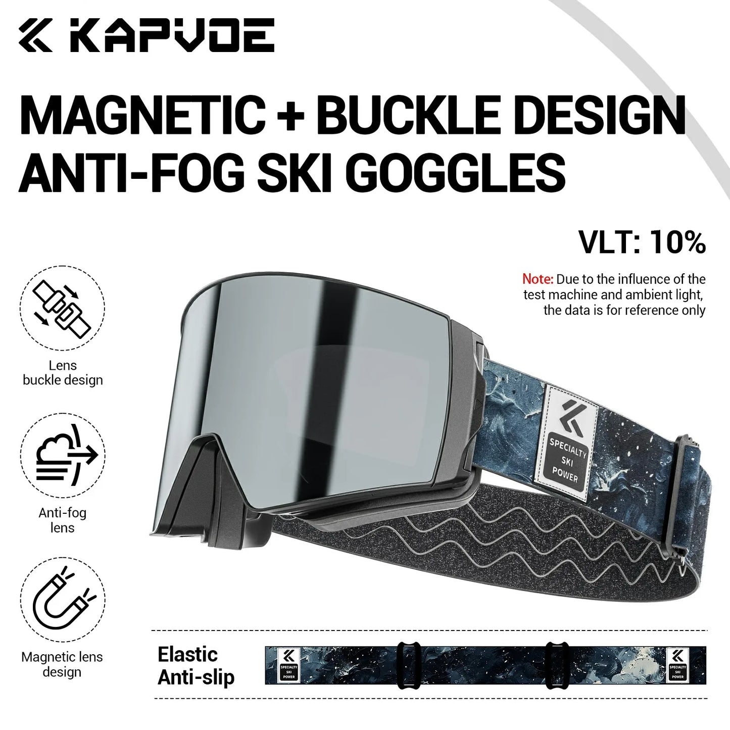 KAPVOE Photochromic Ski Snowboard Mask Goggle Men UV400 Protection Women Glasses Magnetic Attraction Anti-Fog Skiing Goggles