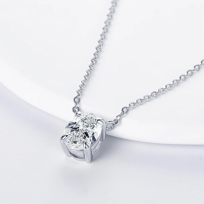 Lnngy 2024 Trend Oval Cut Moissanite Necklace For Women 925 Sterling Silver Pendant Necklace Exquisite Anniversary Brithday Gift