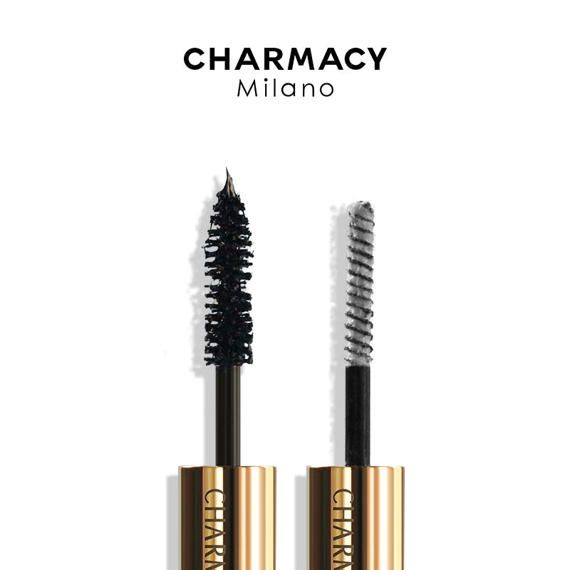 CHARMACY 3D Lengthening Double Mascara Black Lash Eyelash MascaraThin Brush Waterproof Easy to Wear High Quality Makeup Cosmetic
