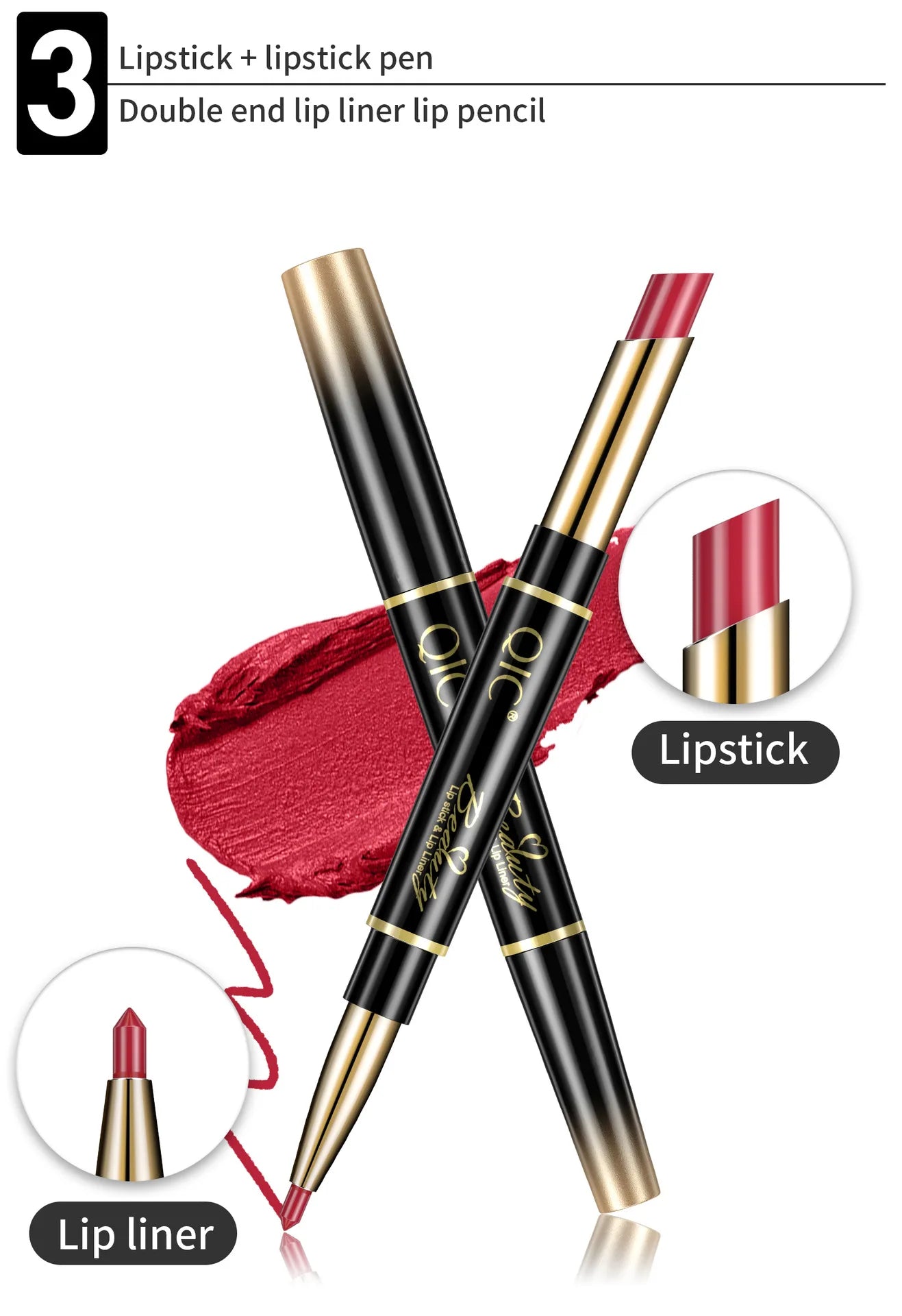 2 IN 1 Lip Liner Waterproof Nude Matte Lipstick Pencil Sexy Red Long Lasting Double Ended Lipliner Makeup Cosmetics For Women