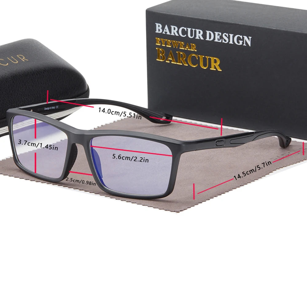 BARCUR Anti-Blue Light Glasses TR-90 Secondary Footnote Square Frame Men women Fashion Same Style Eye Goggles Appare Accessories