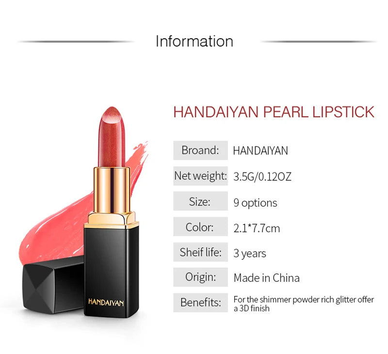 Black tube gold shiny lipstick, pearl moisturizing lipstick 9 colors available