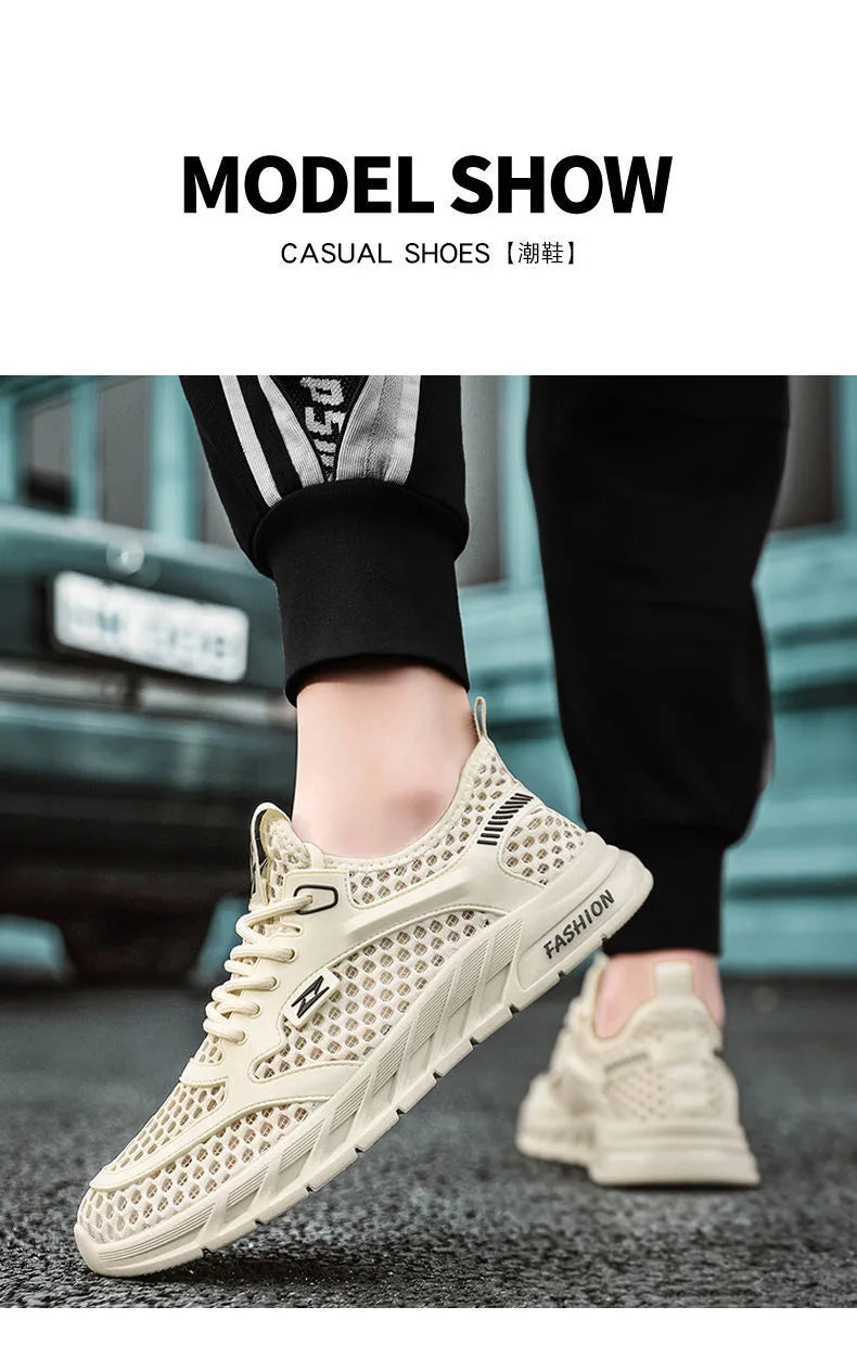 Men's Mesh Sneakers 2024 Summer Mesh Sports Breathable Casual Shoes Comfortable Men's Tennis Shoes Lightweight Running Shoes