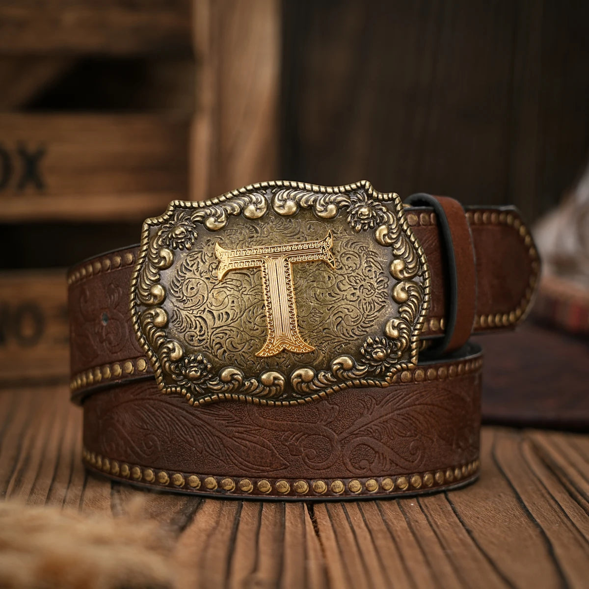 Vintage style PU Leather Western Denim Belt Classic Letter buckle - 3.8 cm wide, durable and stylish for men and women - perfect