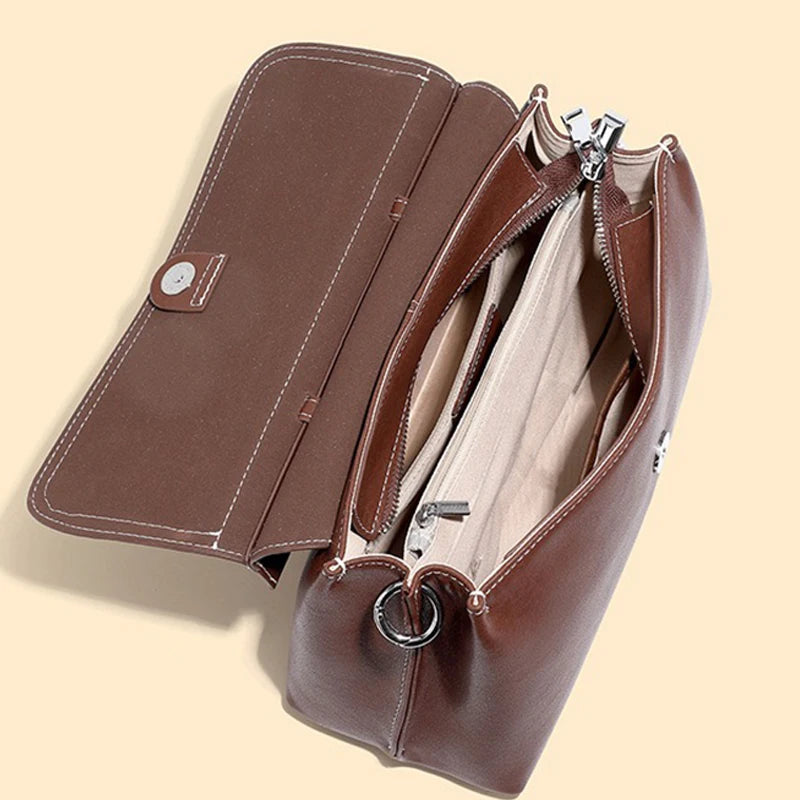 2024 New Trendy Real Leather Woman Shoulder Crossbody Bag Handbag Fashion