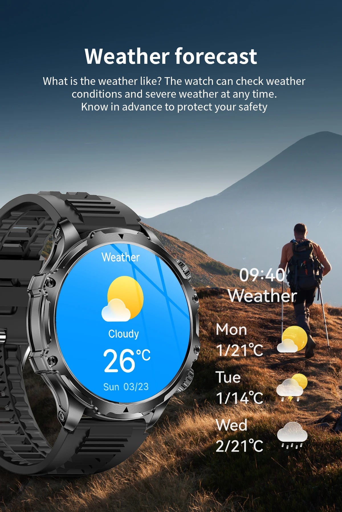 LIGE New 1.9" AMOLED 416*416 Screen Smart Watches Flashlight Outdoors Sports Fitness Tracker 700mah Large Battery Men Smartwatch