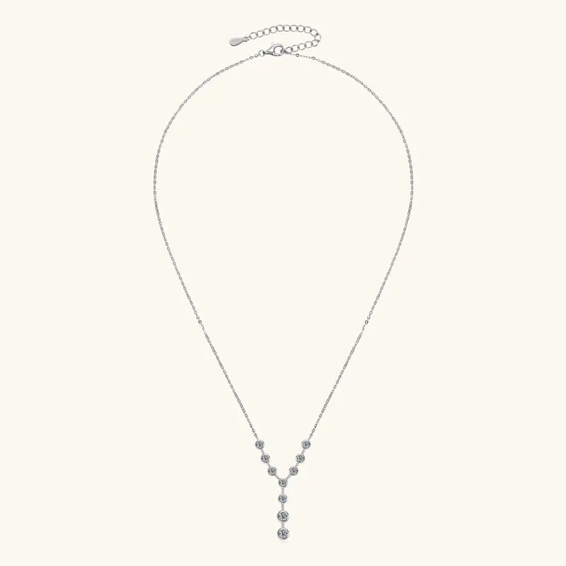 Lnngy 4mm&3mm Moissanite Pendent Necklace 925 Sterling Silver Fashion Sexy Y-Shaped Necklaces for Women 2025 Party Jewelry Gift