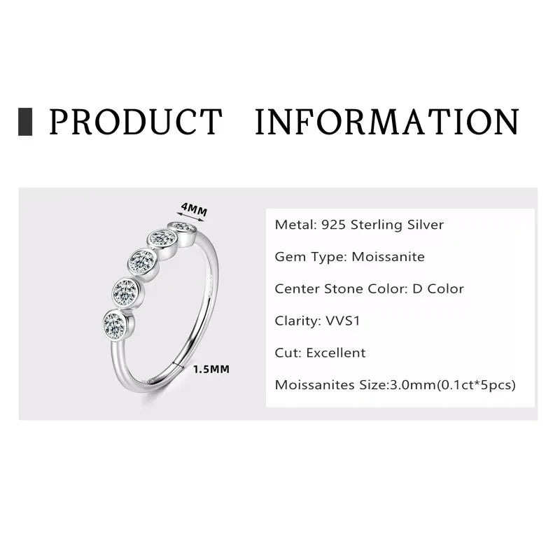 RAPRGOLD Moissanite Necklace Earrings Bracelet Ring Fine Jewelry Set for Women S925 Sterling Silver Round Pendant Chains Gifts