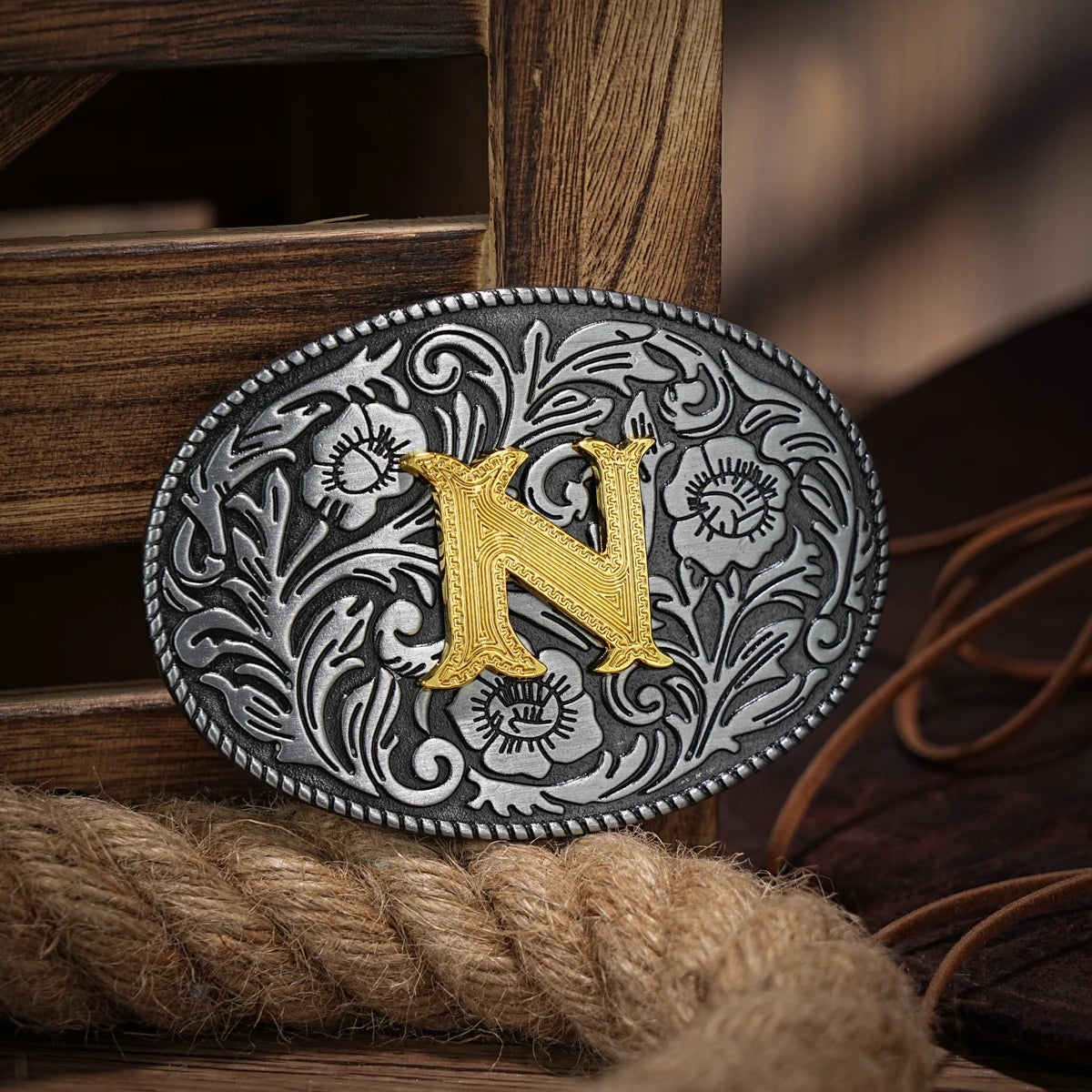 Western Belt Buckle Initial Vintage-Cowboy Rodeo Silver Large Belt Buckle for Men Women