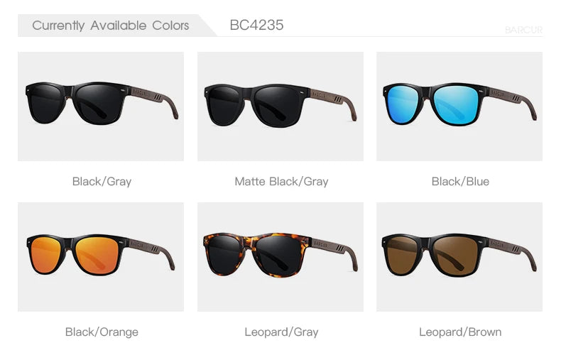 BARCUR Black Walnut Sunglasses for Men Wood Sun Glasses Man Eyeglasses Polarizing Glasses UVA&B Protection Eyewear ECO-Friendly