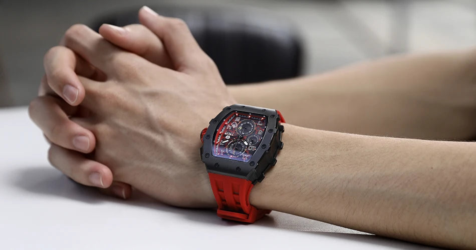 TSAR BOMBA New TB8204 Watch for Men Japan Quartz Chronograph 50M Waterproof Wristwatch Fashion Sport Clock Male Luxury Mens Gift