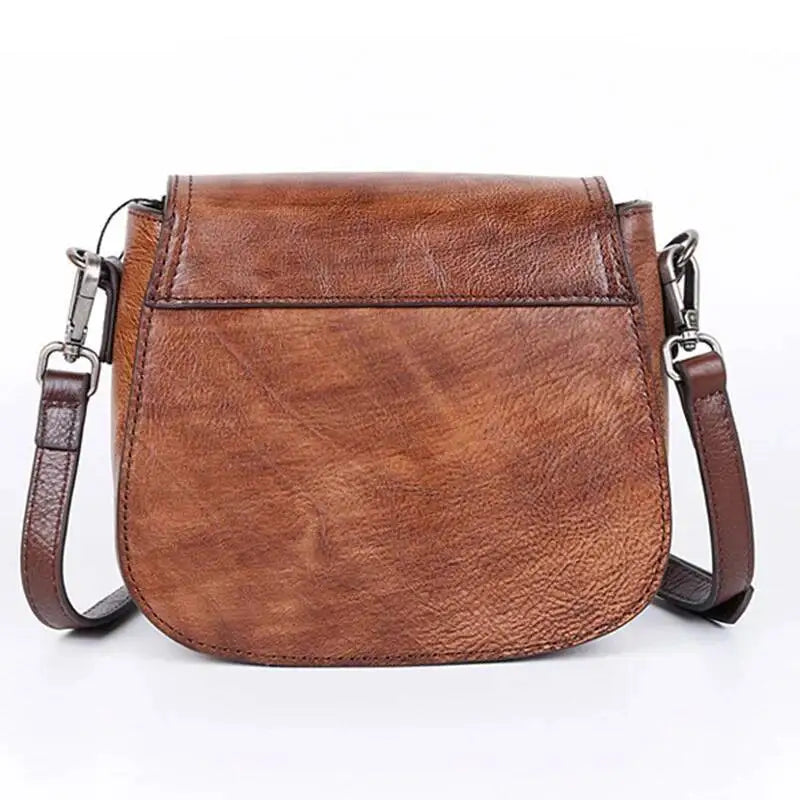 MOTAORA Women Shoulder Bag Luxury Retro Saddle Bags For Ladies Genuine Leather Messenger Bags Female Handmade Embossed Women Bag