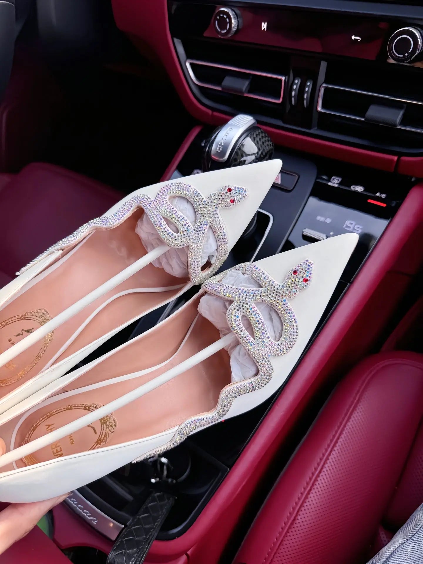 Silver Crystal Snake Wrapped Point Toe Pumps Women Elegant Bling Sole Stilettos Summer Fashion Office Ladies Chic Banquet Pumps